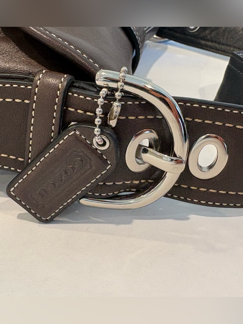Coach SoHo Brown Leather Shoulder Bag (F10188) with Matching ID Card Holder - Picture 5 of 12